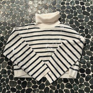Sandro cropped sequin turtleneck